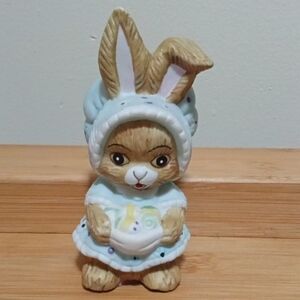Cute Bunny Figurine in Light Blue Dress - Small Pets Decor